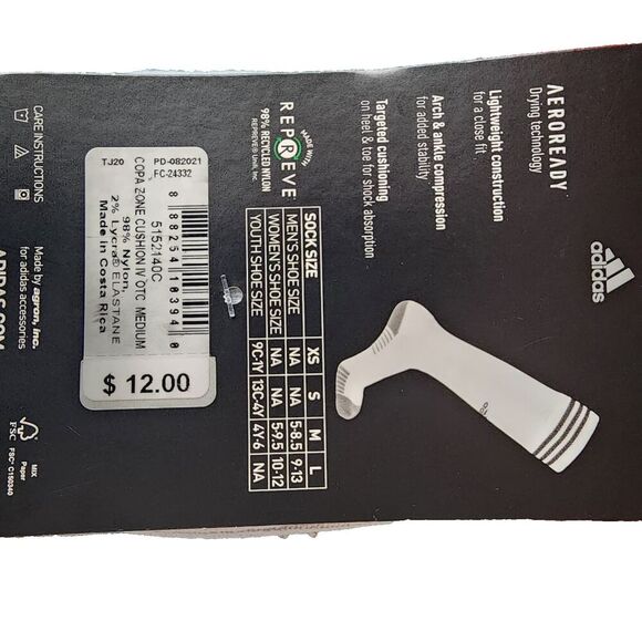 Adidas 2 Pack Soccer Copa Zone Cushion IV Socks Medium Youth/Men/Women Gray - Picture 4 of 4